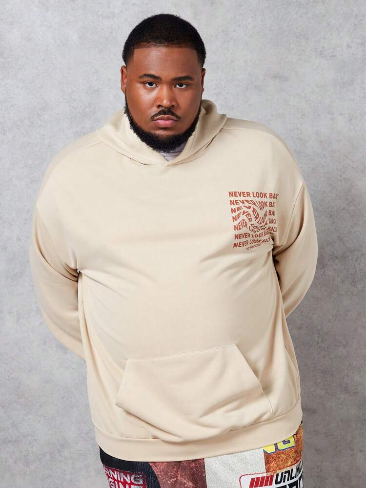 Loose Fit Men's Plus Size Knitted Hooded Sweatshirt For Casual Wear, For Fall Winter