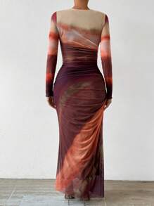 Allurite 女士水洗長袖緊身連衣裙 - 摩卡棕 - 查看 5