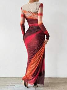 Islaluna Women's Gradient Pleated Dress Maxi Women Outfit Fall Cloth For Women - Hot Pink - View 4