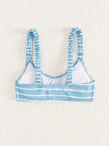 Swim Mod 女士條紋比基尼上衣 - 藍白色 - 查看 2