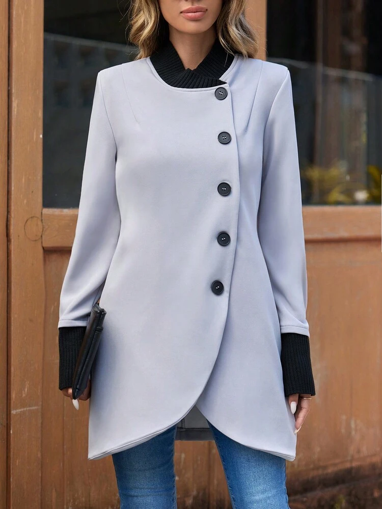 Women's Button-Front Long Sleeve Jacket