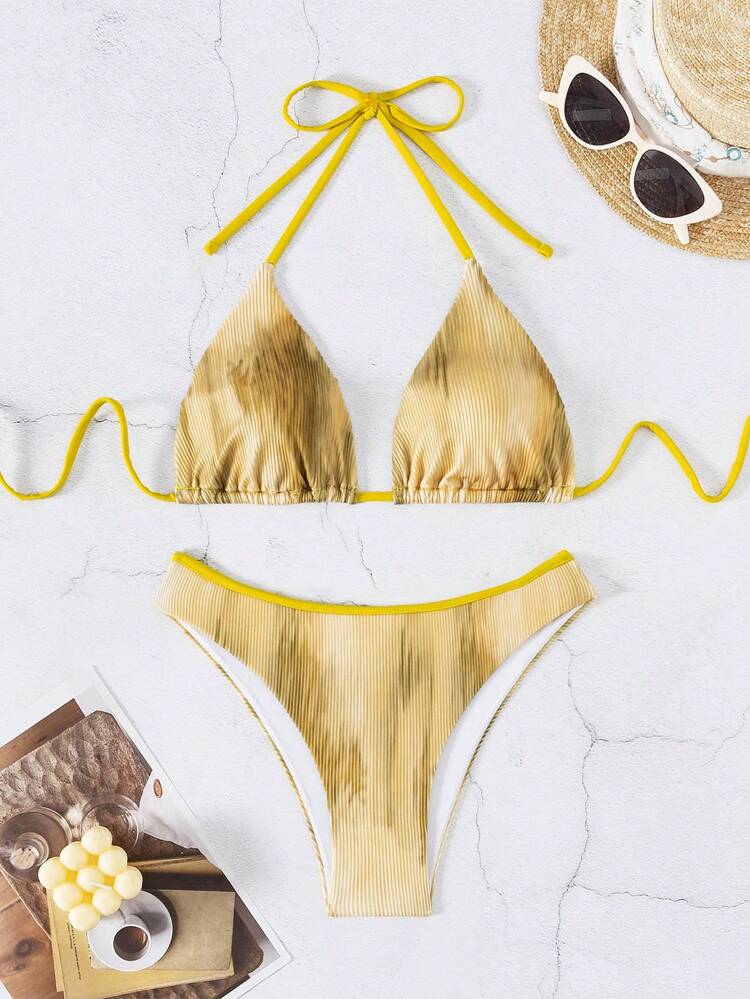 Ladies' Gradient Halterneck Bikini Set Summer Beach