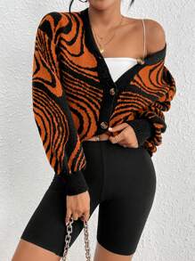 SHEIN Unity Cárdigan Con Botones Y Estampado En Toda La Prenda - Multicolor - Ver 1