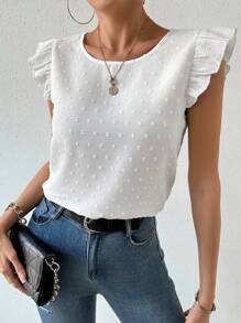 Chiquease Blouse À Encolure Ronde À Volants