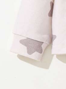 SHEIN 新生女嬰心型圓領上衣褲、星星圓領上衣褲家居服 4 件/套 - 彩色 - 查看 5