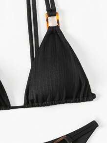 SHEIN Swim Conjunto de bikini de unicolor para dama, festival de música, verano, playa