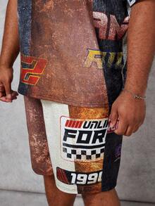 GENTILAND 宽松男士大码印花针织两件套休闲套装 - 彩色 - 查看 5