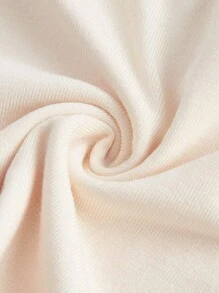 ROMWE Kawaii 大尺碼女士春夏季蝴蝶裝飾方領長袖修身T恤 - 杏色 - 查看 4