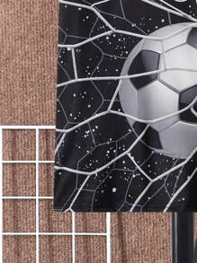 2pcs/Set Teen Boys' Soccer Ball & Letter Print T-Shirt And Shorts