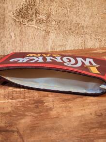 Willy Wonka and the Chocolate Factory X ROMWE Letter Print Makeup Bag - Red - View 3