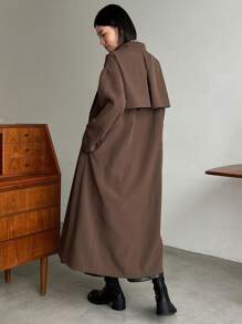 FRIFUL Women'S Double Breasted Belted Trench Coat - Coffee Brown - View 2