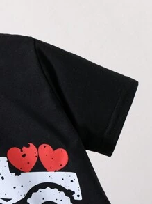 SHEIN Con trai Love Tim Ô tô/xe hơi In Áo thun - màu đen - Xem 3