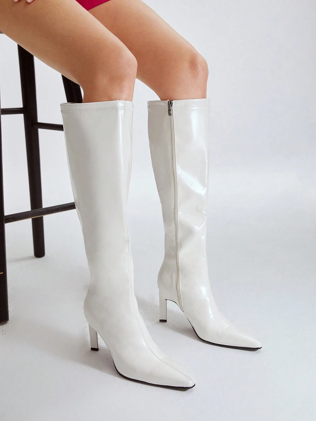 MOTF POINTY KNEE-HIGH HEELED BOOTS｜Motf