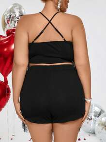 SHEIN BAE 加大碼流蘇兩件套 - 黑色 - 查看 2