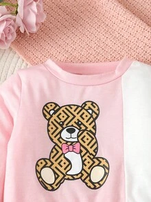 Trẻ sơ sinh Em bé Cô gái Dễ thương Gấu In Nối Bộ đồ trên và váy Đối với Mùa thu đông - Nhiều màu - Xem 6