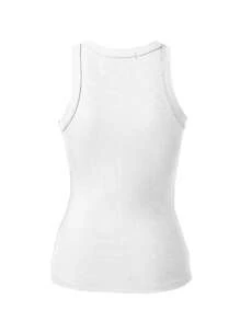 ChicMe Sleeveless Ribbed Knit Tank Top Slim Fit Basic Casual Everyday Wear For Women - White - View 3