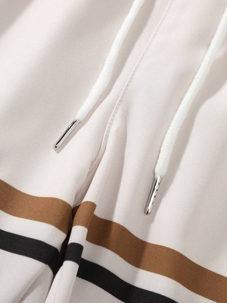 Manfinity Homme Men's Color-Block Striped Two-Piece Outfit , Vintage , Graphic , Office , Husband , Colorful - Multicolor - View 8