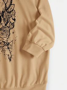 SHEIN EZwear 女士加大碼骷髏蛇紋印花長袖衛衣