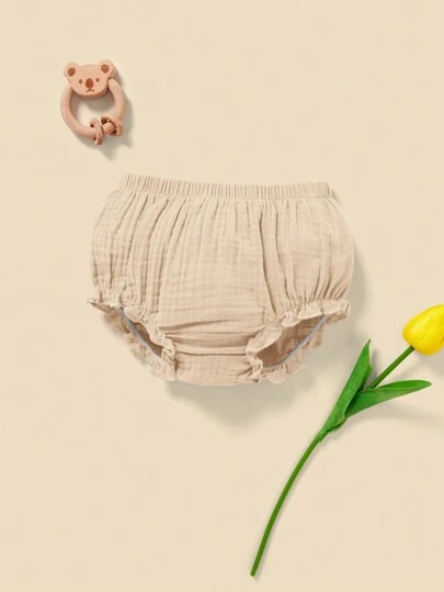 SHEIN Newborn Baby Girl Frill Trim Shorts