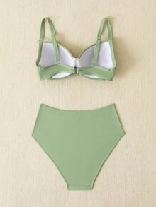 Bộ Bikini Gấp Gọn Cho Nữ (Hai Mảnh) Đi Biển Mùa Hè - xanh quân đội - Xem 3