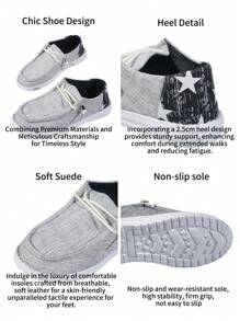 女士舒適平底穿著純色大碼假日風格運動休閒鞋 - 灰色 - 查看 3