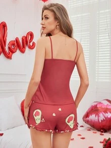 Quý cô Bộ đồ ngủ Tơ sữa Trái cây hoạt hình In - Nhiều màu - Xem 7