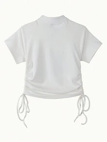 男士字母和風景圖案插肩袖 T 卹,正面紐帶 - 白色 - 查看 4