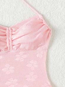 Swim Mod Traje De Baño De Una Pieza Con Cuello Halter De Color Liso - Rosa - Ver 8