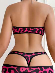 Wild Women's Leopard Print Strapless Sexy Lingerie Set