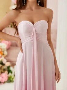 SHEIN Belle Vestido De Dama De Honor De Graduación Ombré Sin Tirantes Con Busto Fruncido - Multicolor - Ver 5