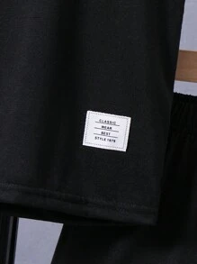 SHEIN 兒童男童極簡風格蝴蝶短袖上衣+短褲套裝,適用於夏季 - 黑色 - 查看 4