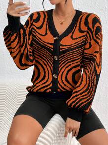 SHEIN Unity Cárdigan Con Botones Y Estampado En Toda La Prenda - Multicolor - Ver 5