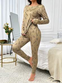 Heart Printed Warm Set - Multicolor - View 3