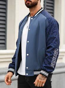 Manfinity Homme Men'S Eye Pattern & Leopard Print Long Sleeve Jacket - Black - View 5