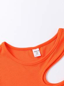 Teen Girls' Hollow Out Shoulder Tank Top - Multicolor - View 3