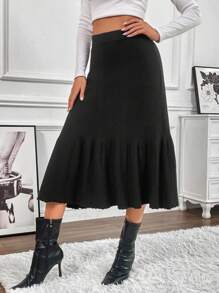 Chiquease 女式荷葉邊毛衣裙 - 黑色 - 查看 4