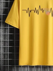 青少年男孩籃球印花短袖t恤 - 黃色 - 查看 3