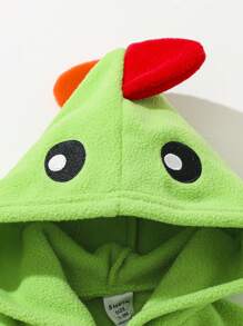 SHEIN 新生嬰兒男童卡通恐龍角形帽衫披風 - 綠色 - 查看 3