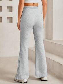 SHEIN PETITE Của phụ nữ In Sao Eo dây rút Quần loe - Xám - Xem 2