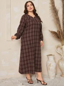 Mulvari Plus Plaid V-neck Tunic Dress - Multicolor - View 6