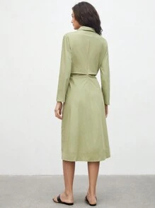 BizChic Long Sleeve Shirt Dress - Green - View 2