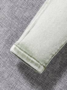 SHEIN Em bé Con trai Retro Eo đàn hồi Quần jean - màu xanh lá - Xem 4