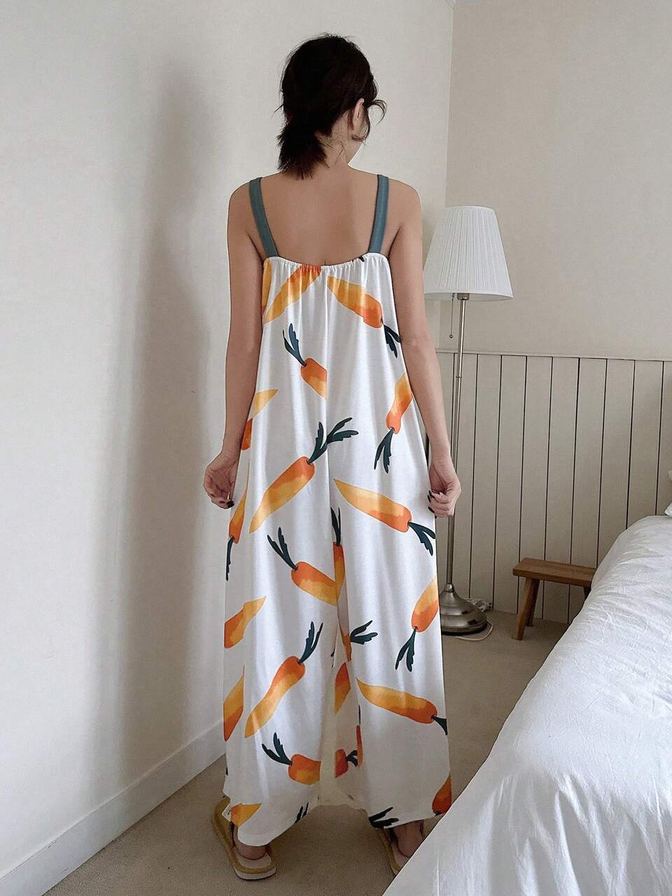 Women'S Carrot Printed Jumpsuit Pajamas
