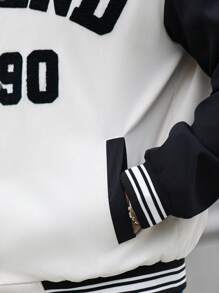 Manfinity Homme Men'S Color Block Baseball Jacket With Embroidery And Toweling