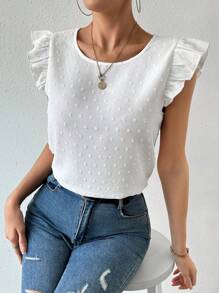 Chiquease Blouse À Encolure Ronde À Volants