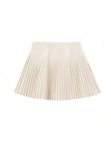 女士时尚百褶迷你裙，无弹羊毛面料，休闲A字及膝裙，适合秋冬季穿着