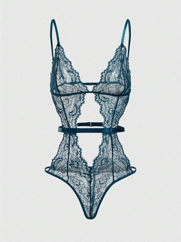 ROMWE Goth Body seducente con dettagli in pizzo traforato