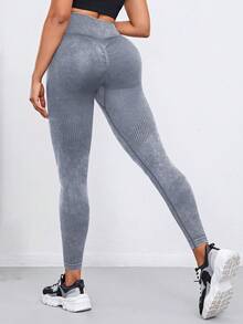 SHEIN Yoga Basic Cao eo Mờ Yoga Nén Xà cạp - Xám - Xem 2