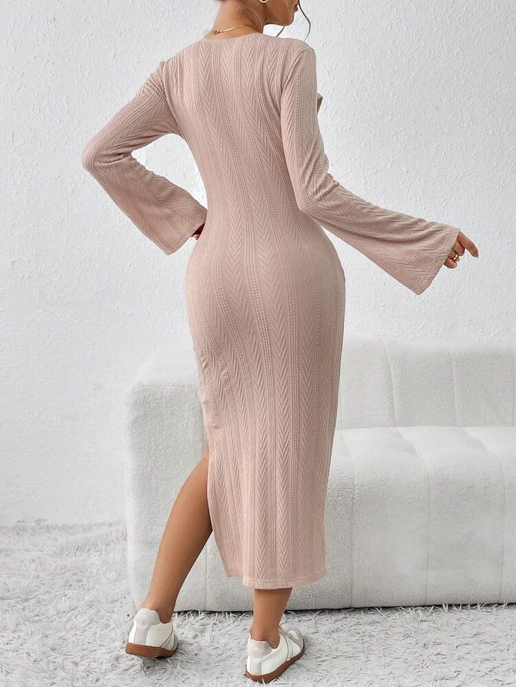 Women'S Ruffle Hem Side Slit Dress