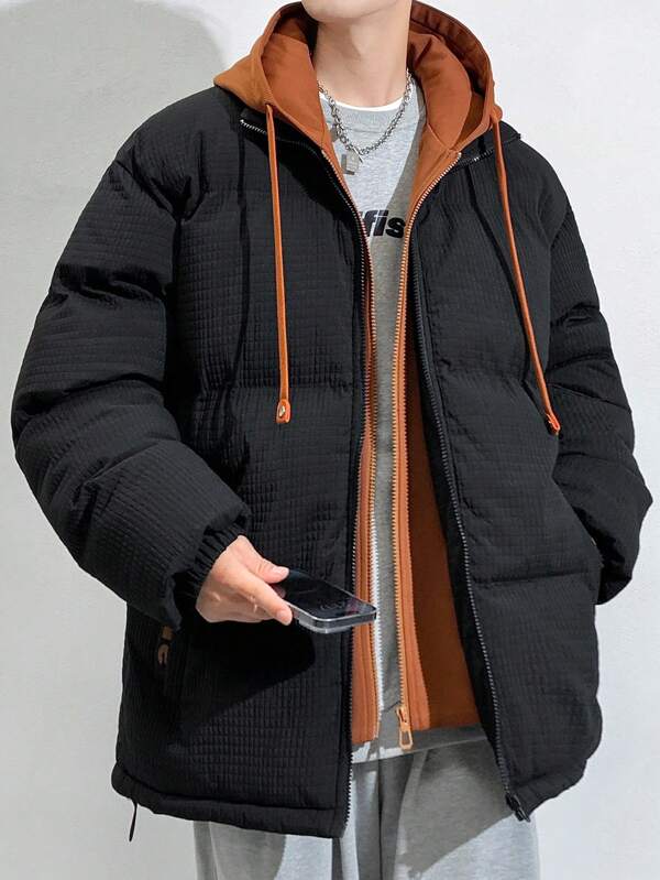 Men Plus Thick 2 In 1 Hooded Padded Coat